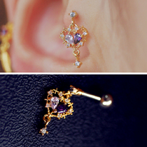 Small earrings exquisite Baroque retro purple love ear bone nails Korean straight send earrings female hollow advanced sense