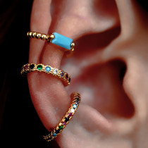 Color drill ear clip ins Wind earrings European and American personality micro diamond chain simple ear clip without ear clip