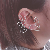 LOVE earrings LOVE Korean temperament exaggerated asymmetry European and American ins Net red earrings 2021 New trendwoman