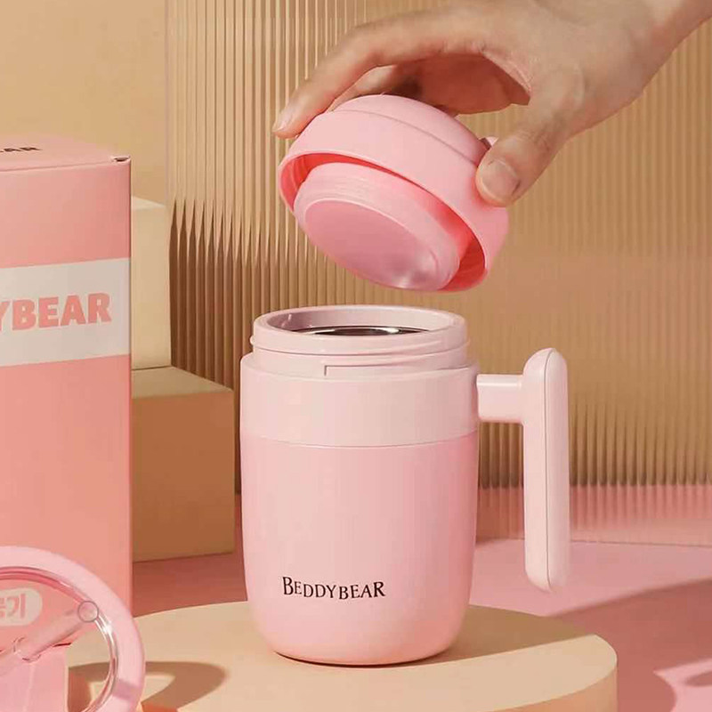 Cup bear insulation cup female with handle office cup 316 stainless steel male coffee cup straw Mark cup water cup