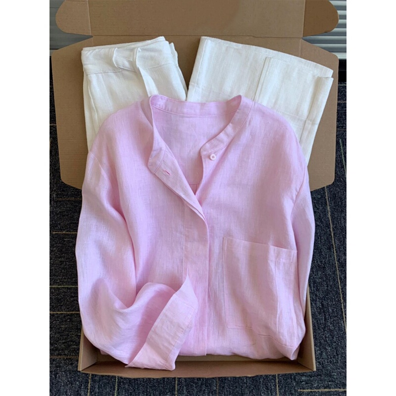 Summer New Style Lazy Style Linen Long-Sleeved Shirt for Women Japanese Casual Versatile Thin Blouse Top Sun Protection Jacket Summer New Style Lazy Style Linen Long-Sleeved Shirt for Women Japanese Casual Versatile Thin Blouse Top Sun Protection Jacket
