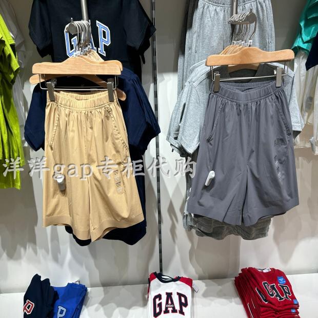 Gap2025 New Summer Style Logo Lightweight Woven Moisture-Absorbent Quick-Drying Shorts Kidsren's Casual Pants Boys 761441