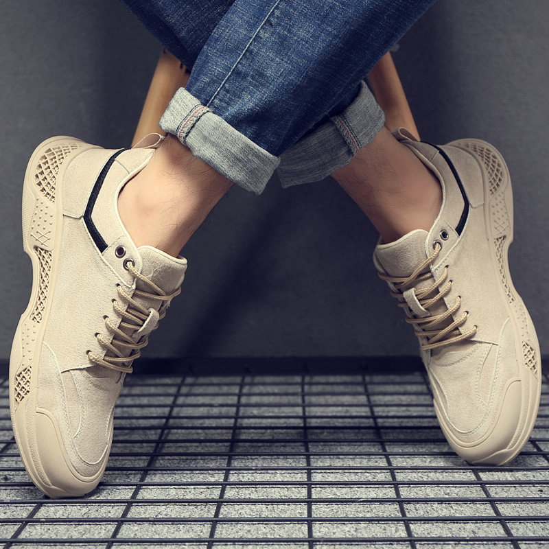 男鞋秋季2019新款真皮工装鞋男休闲皮鞋增高运动老爹鞋低帮马丁靴