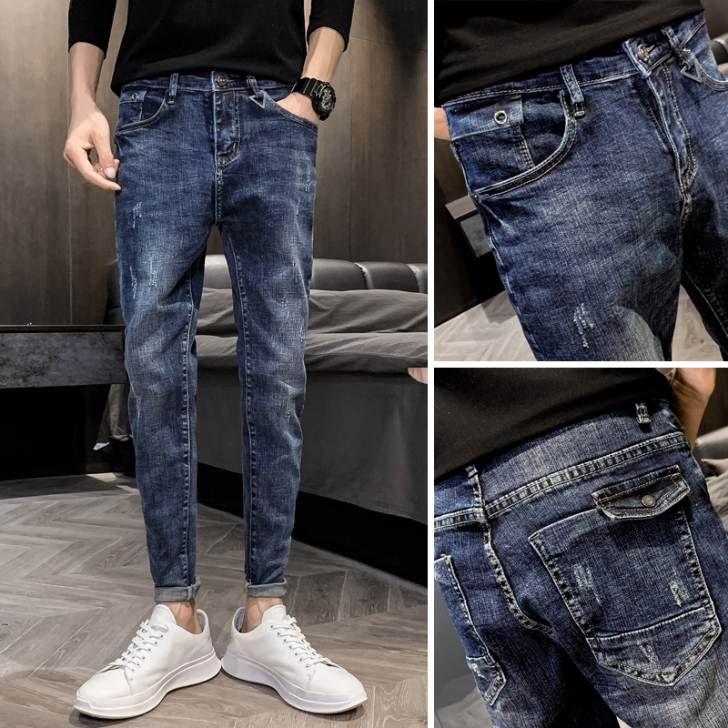 2020 mùa xuân và mùa thu nam Tide Hàn Quốc phiên bản Body-xây dựng Jeans nam Casual Pants Handsome đàn hồi Youth Trend.