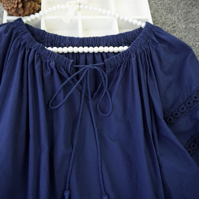 Áo sơ mi rộng cỡ lớn Mùa xuân mới của phụ nữ openwork thêu ren hàng đầu tua rua vòng cổ Một chiếc áo búp bê từ - Áo sơ mi Những kiểu áo sơ mi đẹp nhất