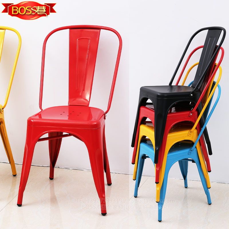 Outdoor chair Café Real tea shop Stool Tea Restaurant Milk Tea Sweet shop Iron chair Tin Chair Featured retro Lof