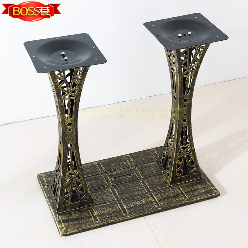 Retro made of old ancient bronze rose gold small brute waist double iron tower column table foot thickened base table legs iron art bracket