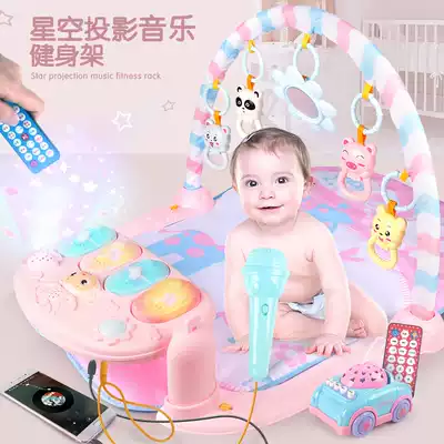 Baby toys 0-1 year old music pedal piano fitness stand newborn baby game blanket toys 3-6 months 12