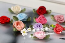 diy hair accessories material handmade ribbon green leaf rose flower floral headdress head accessories clothing decoration