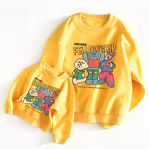 Small Animal Cartoon Pattern Yellow Sleeve Head Sweatshirt 2021 Autumn Fit Hens Dress long sleeves Fashion sweatshirt T-shirt