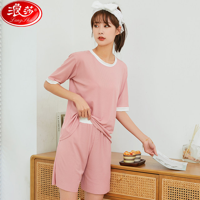 YZ Langsha ice silk pajamas 2024 ໂສ້ງຂາສັ້ນ 2024 ໃໝ່ ຊຸດກະໂປ່ງຊຸດກະໂປ່ງສະບາຍແລະສະດວກສະບາຍໃນເຮືອນ