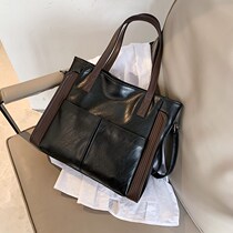 Niche vintage large bag women 2022 new trendy leather large capacity tote bag versatile ins cross-body shoulder bag