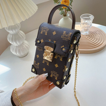 Menkingmk small bag womens summer 2022 new casual print mini chain cross-body bag leather mobile phone bag