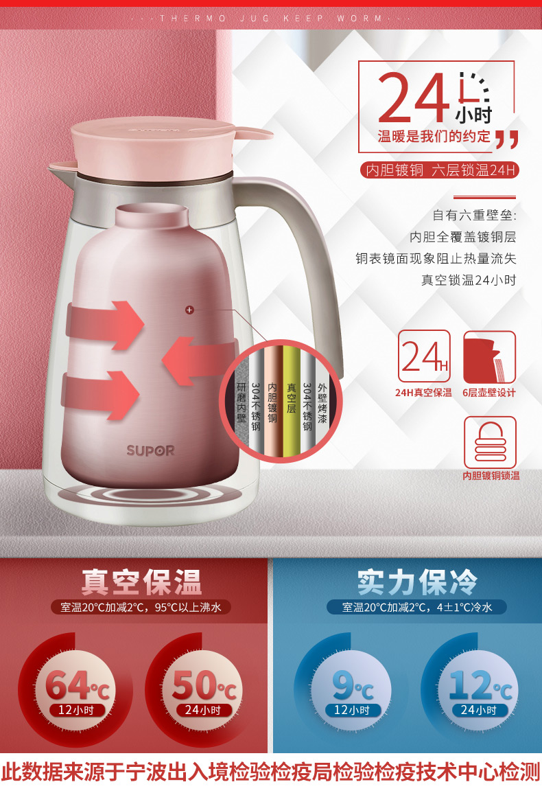 新低！1.6L 苏泊尔 家用304不锈钢保温壶 KC16AF1 59元包邮 值值值-买手聚集的地方