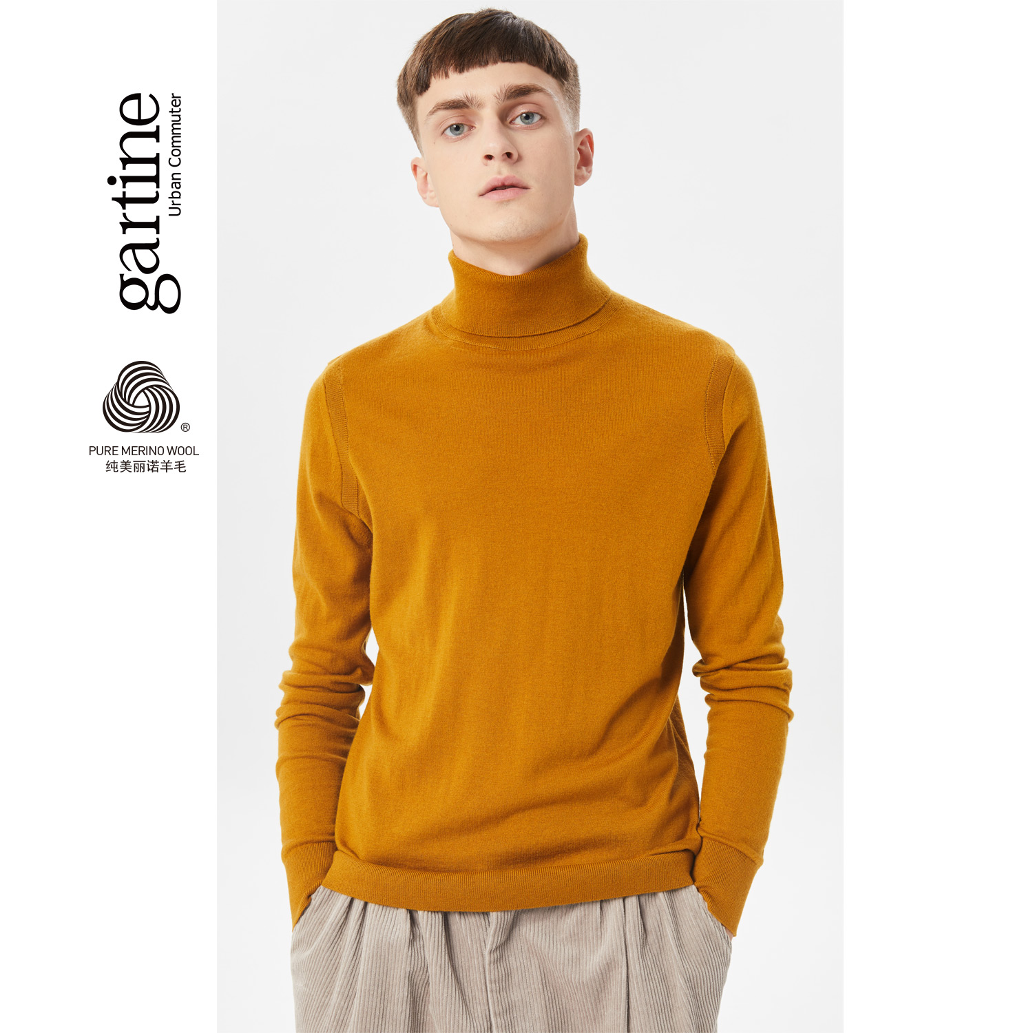 Saunitani men's basic section Turned Over Knitwear 2019 Pure Merino Wool Multicolored Casual Warm Sweater