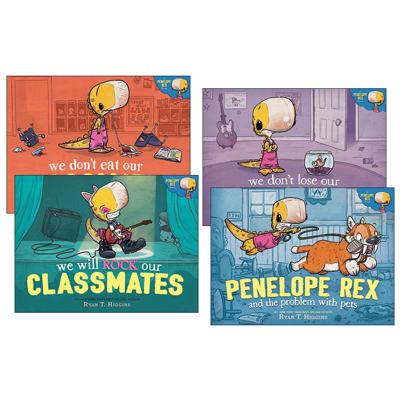 English Original Version of the Penelope Rex Little Dinosaur Rex Series, 4 Volumes, Children's Hardcover Picture Books, Ryan T. Higgins, English Version, Imported English Original Books English Original Version of the Penelope Rex Little Dinosaur Rex Series, 4 Volumes, Children's Hardcover Picture Books, Ryan T. Higgins, English Version, Imported English Original Books