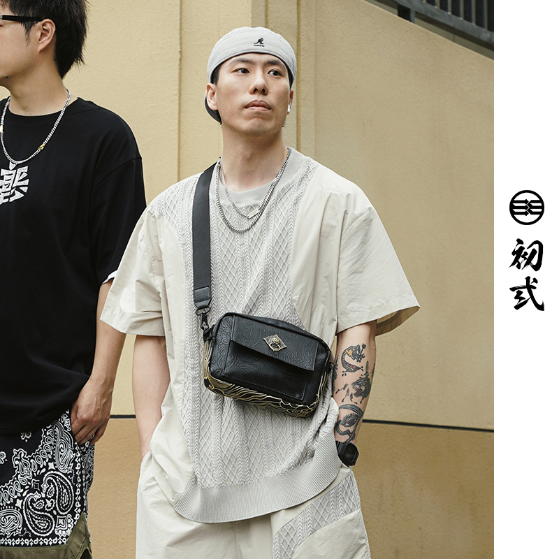 Chuqi Guochao Crossbody Bag Men's Shoulder Bag High-End Single Shoulder Bag Niche Bag Women's Trendy Retro Messenger Bag Backpack
