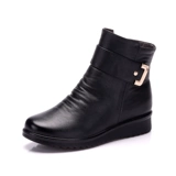 Зимние удерживающие тепло туфли для матери, нескользящие короткие сапоги для кожаной обуви, для среднего возраста, большой размер, мягкая подошва