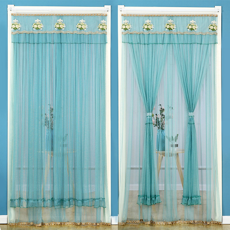 Lace door curtain free punching home door mosquito net anti-mosquito screen curtain anti-fly ventilation partition curtain summer velcro hanging curtain