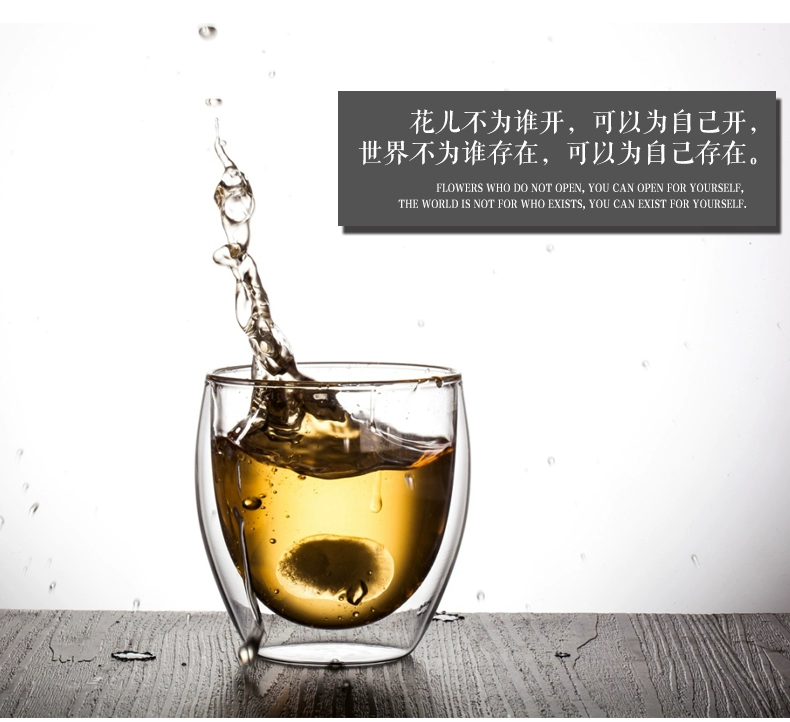 Hai lớp hộ gia đình trong suốt cốc thủy tinh cốc trà cốc nước thủy tinh sữa nước sáng tạo tách cà phê cốc - Tách