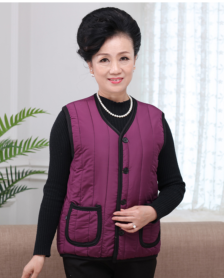 Mùa thu đông trung thu cotton nữ vest cỡ lớn áo ấm mẹ già cộng với áo nhung dày thời trang u40