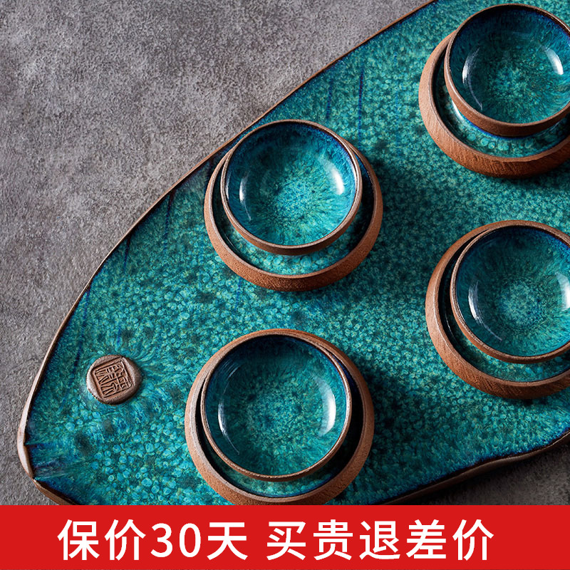 Gaochun ceramics fate zen yuquan 】 【 Japanese tea set purple sand teapot dry cup of a complete set of the work
