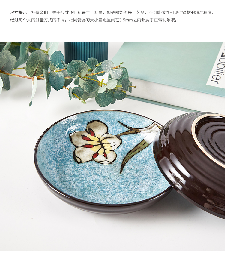 Korean yuquan 】 【 hand - made dishes rice bowls a single large rainbow such use ceramic tableware dish dish dish home side dish