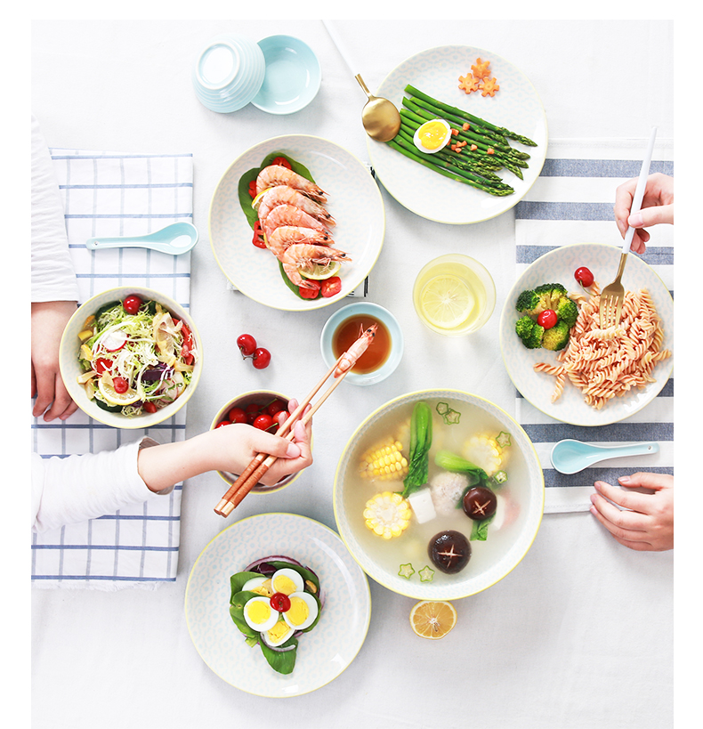 Yuquan dishes suit household nesting bowls plates tableware ceramic dish bowl suit six combinations