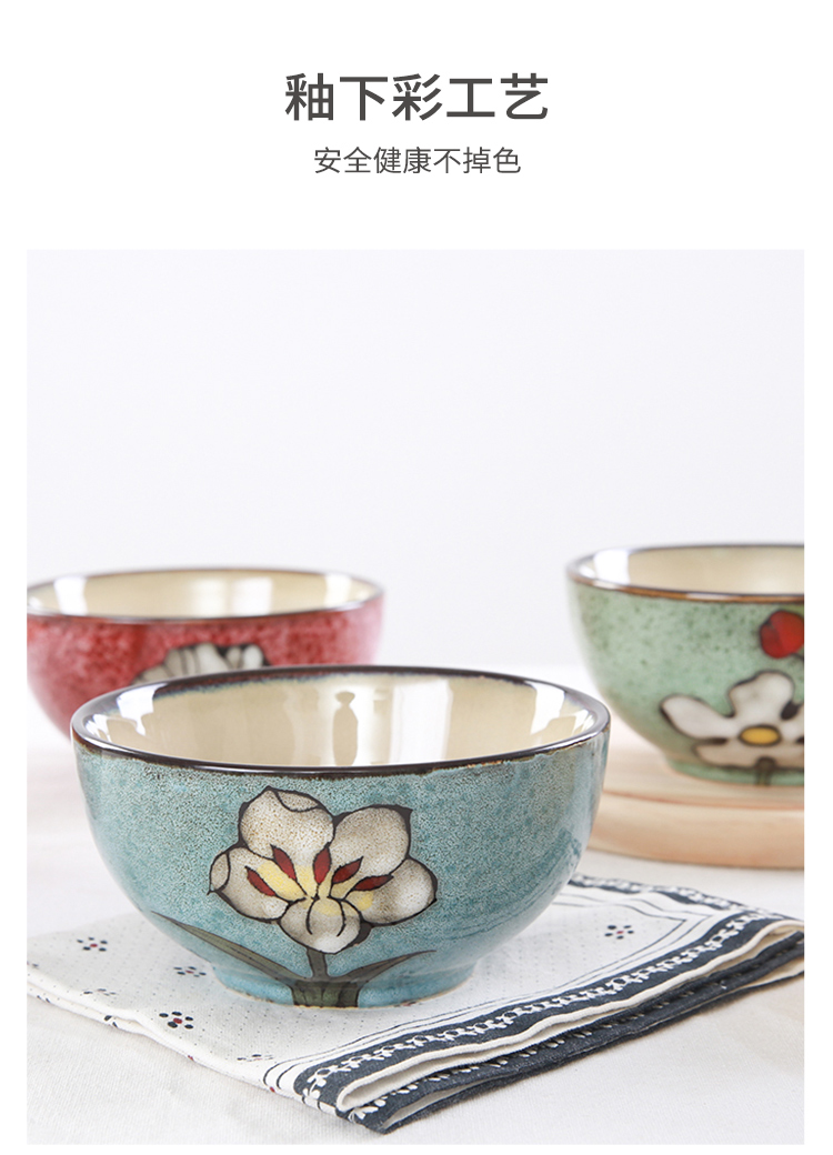 Korean yuquan 】 【 hand - made dishes rice bowls a single large rainbow such use ceramic tableware dish dish dish home side dish