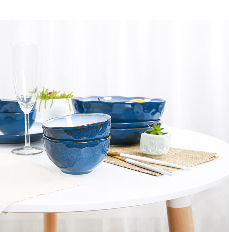 Yuquan green lotus contracted western - style tableware suit European plate ceramic dishes suit Chinese style household dishes