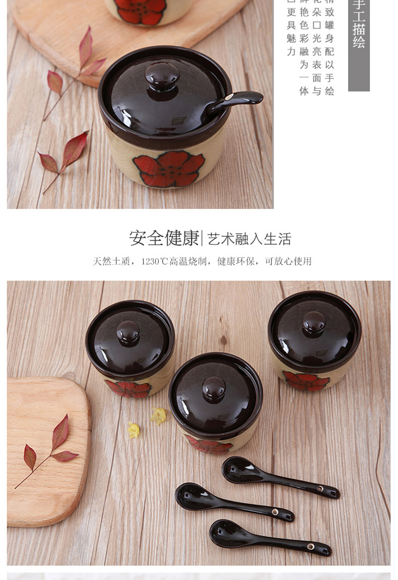"Yuquan" says with cover ceramic seasonings can suit the sugar pot seasoning salt bottle creative salt seasoning box