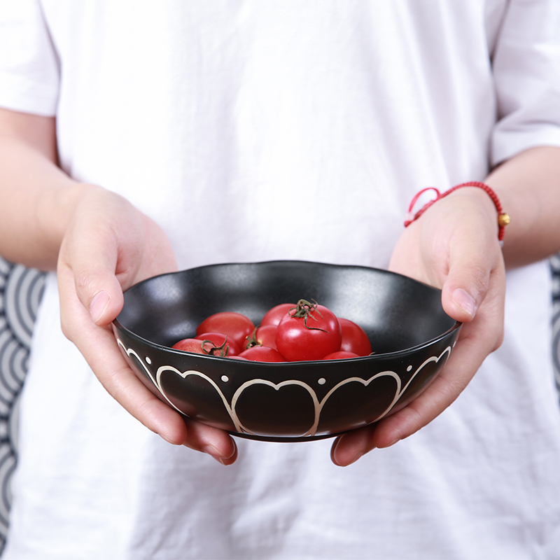 Ink on the yuquan 】 【 flower Japanese - style tableware suit creative dishes ceramic bowl dish dish household rice bowls