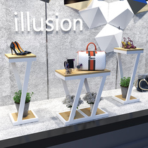 Shopping mall clothing store Booth high and low display rack shoe bag rack running water table window display cabinet Zhongdao table flower shop iron art