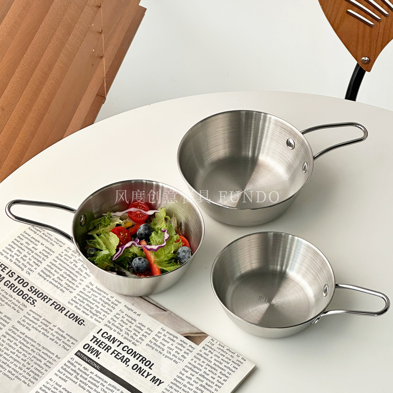 ins American Industrial Style Stainless Steel French Fries Bowl, Fried Chicken Bowl with Handle, Western Snack, Fruit Dessert, Salad Bowl ins American Industrial Style Stainless Steel French Fries Bowl, Fried Chicken Bowl with Handle, Western Snack, Fruit Dessert, Salad Bowl