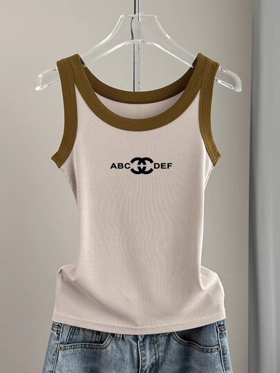 Slim-Fit Color-Blocked Camisole for Women, European Style, 2026 Summer New Pure Cotton Outerwear Design, White Top