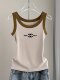 Slim-Fit Color-Blocked Camisole for Women, European Style, 2026 Summer New Pure Cotton Outerwear Design, White Top
