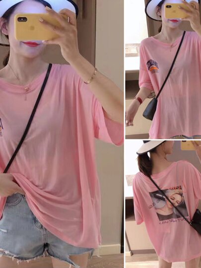 Sun-Protective Tencel Thin Short-Sleeved T-Shirt for Women, Mid-Length Half-Sleeve Top, Loose White European Style, 2025 Summer New Model