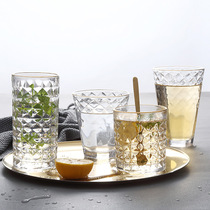 High-grade gilt glass embossed fruit juice cup ins Wind milk cup whiskey glass water cup Crystal Cup