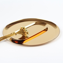 Nordic ins metal tray golden round plate accessories storage plate Danish simple home color ornaments