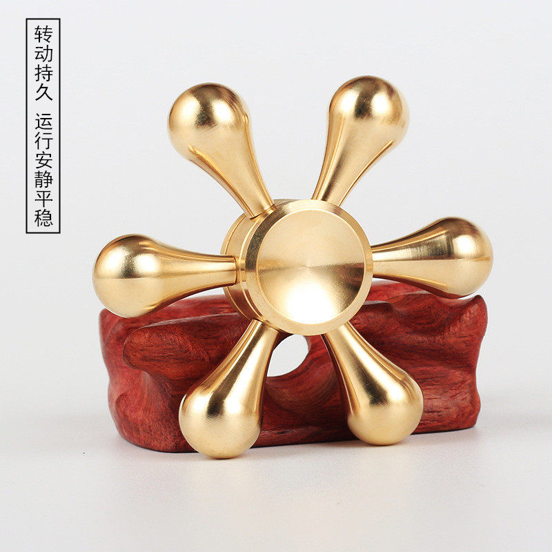 Three Heads Six Arm Tops Brass Drop Fingertips Top EDC Finger Metal Six Leaves Adults Decompression Toys