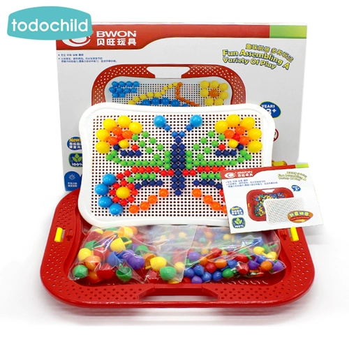 Большая головоломка с грибочками-гвоздиками для детского сада, интеллектуальная игрушка, интеллектуальное развитие, 3 лет