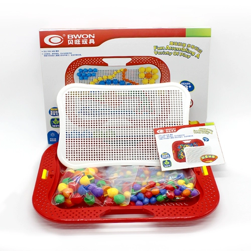 Большая головоломка с грибочками-гвоздиками для детского сада, интеллектуальная игрушка, интеллектуальное развитие, 3 лет