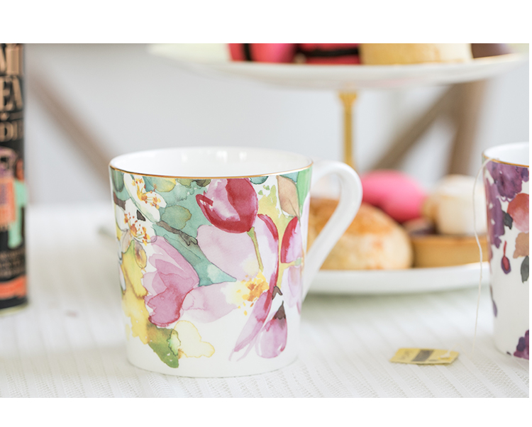 Xương cốc cà phê Trung Quốc vài cốc nước gốm sáng tạo cốc Bắc Âu nữ in có nắp muỗng dung tích lớn - Tách bình ủ cháo lock&lock