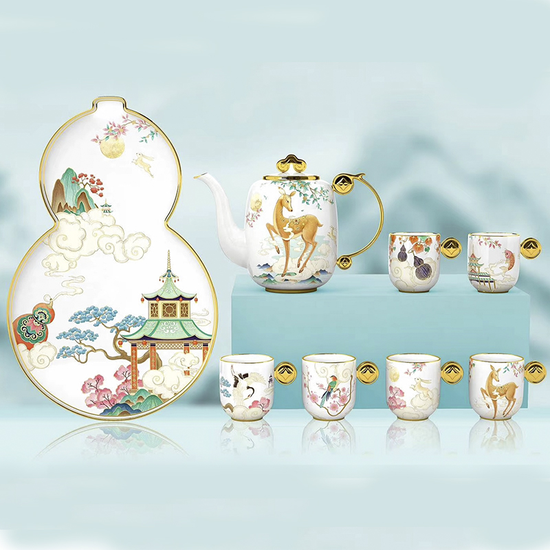Anna 16 o'clock bone China national tide afternoon tea set set Small luxury coffee cup Housewarming wedding Tanabata Mid-Autumn Festival gift