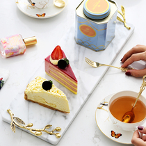 Anna 16 points European marble tray Nordic cake dessert dessert snack plate rectangular fruit plate creative