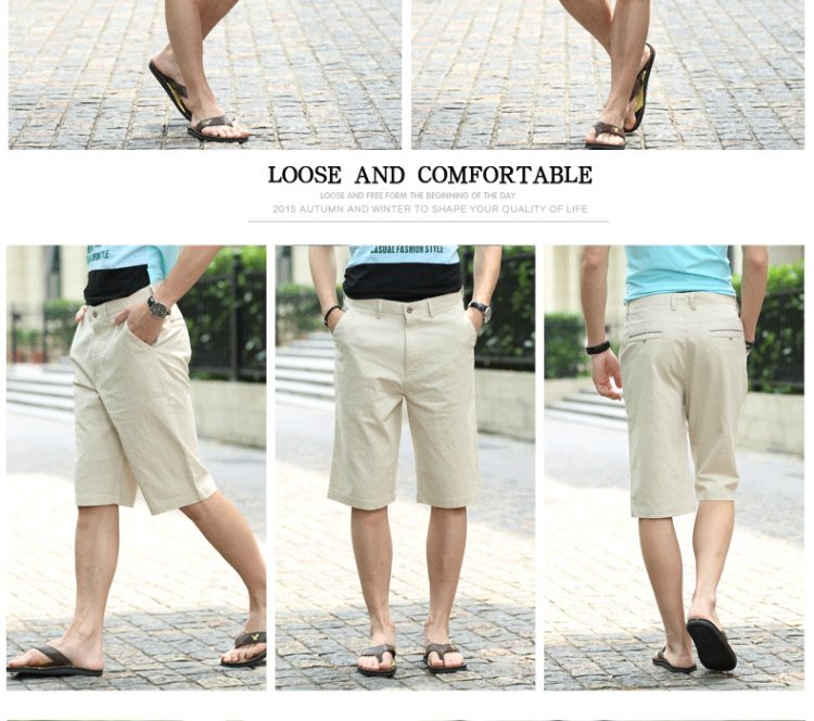 Quần short nam Năm quần thun có kích thước lớn mùa hè mỏng Phần vải cotton châu Á giản dị thả lỏng quần bó sát quần đùi