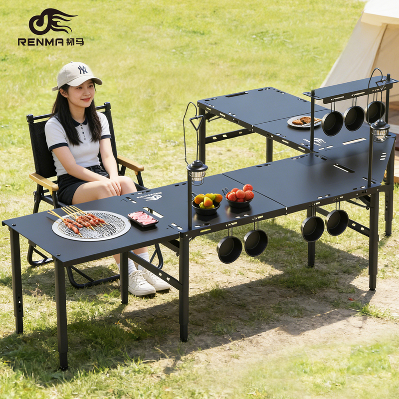 Rengma Outdoor Folding Table Multi-Functional Igt Tactical Table Portable Picnic Camping Table and Chair Equipment Set