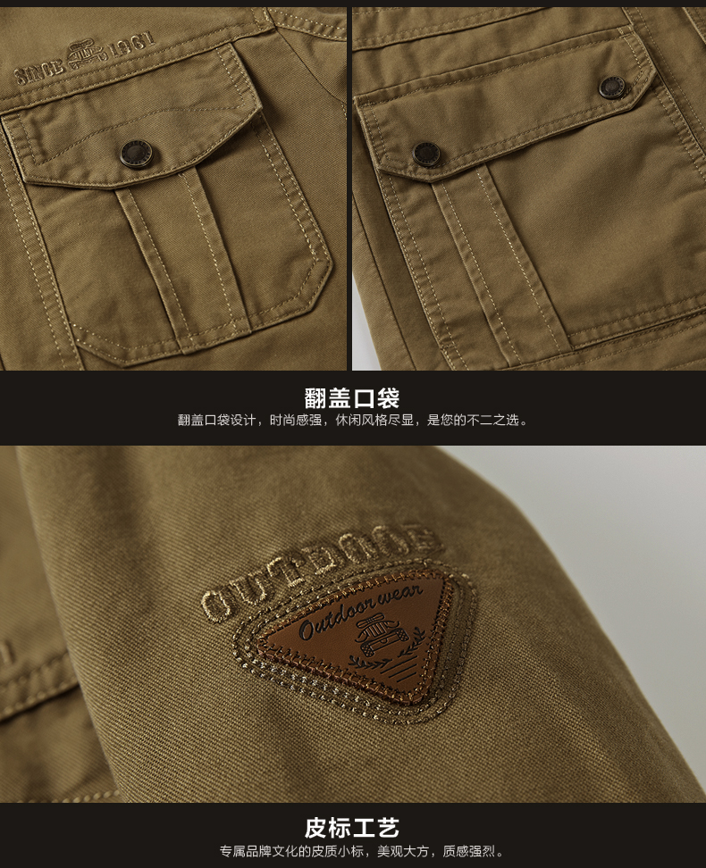 Battlefield Jirong dụng cụ áo khoác nam mùa thu đông cotton lỏng kinh doanh áo khoác trung niên giản dị áo khoác bố mẫu áo khoác nam đẹp 2019