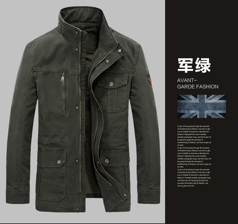 Battlefield Jirong dụng cụ áo khoác nam mùa thu đông cotton lỏng kinh doanh áo khoác trung niên giản dị áo khoác bố mẫu áo khoác nam đẹp 2019