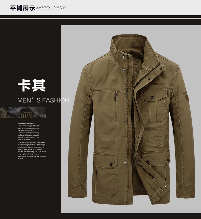 Battlefield Jirong dụng cụ áo khoác nam mùa thu đông cotton lỏng kinh doanh áo khoác trung niên giản dị áo khoác bố mẫu áo khoác nam đẹp 2019